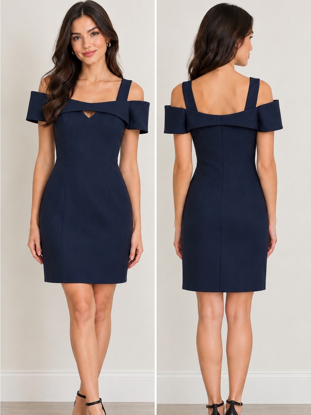 Antonio Melani Navy Off-Shoulder Sheath Dress size 6